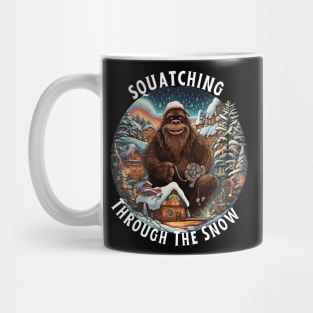 Bigfoot Squatching Through The Snow Christmas Xmas Mug